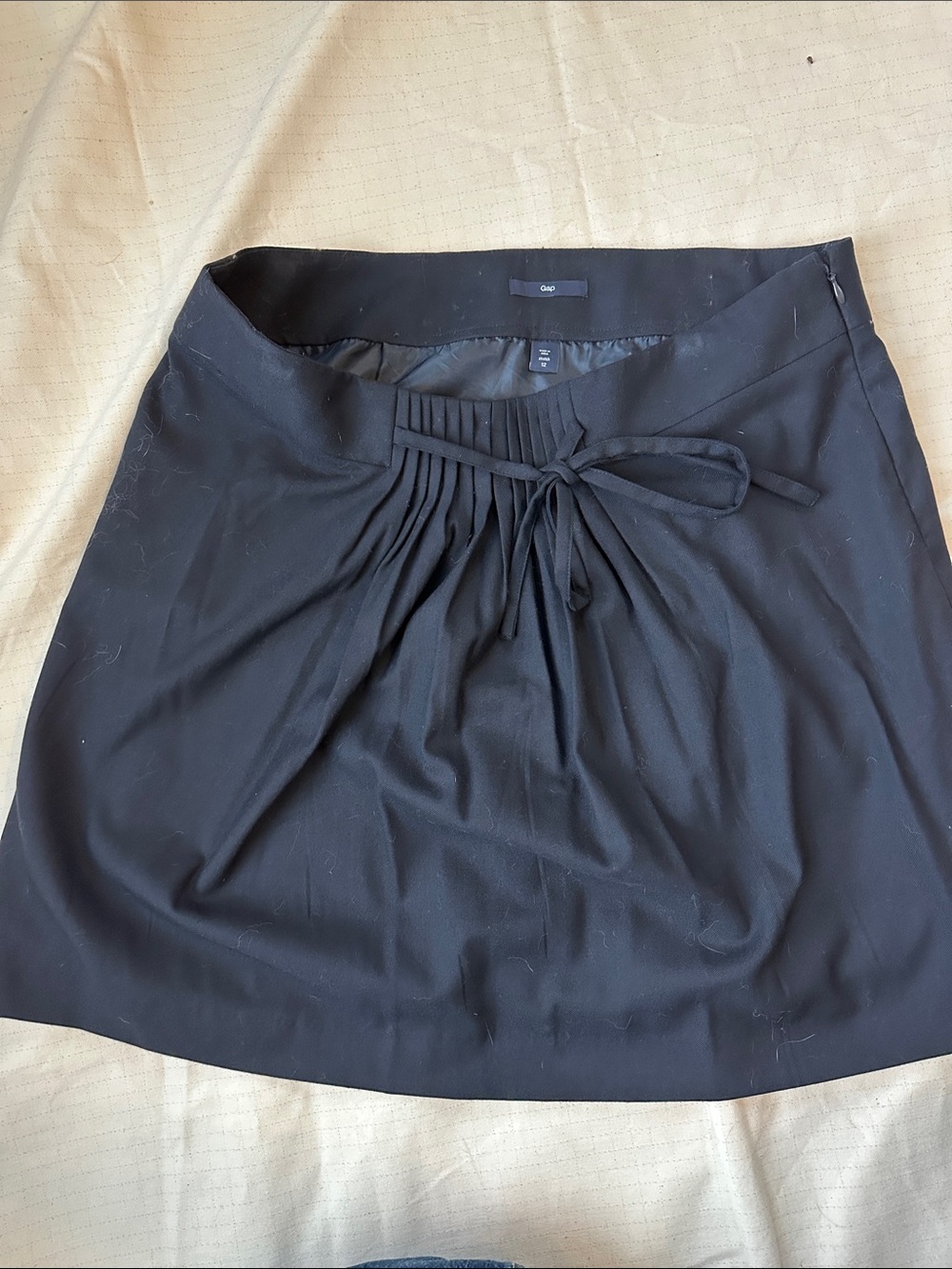 GAP Black A-Line Skirt with Front Pleats and Tie
